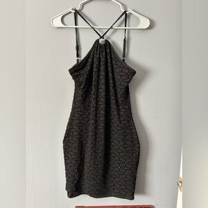 Black halter neck dress